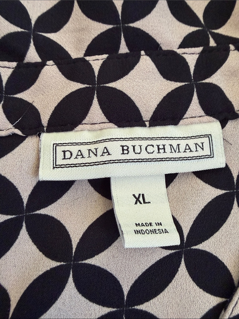 Dana Buchman Black and Cream Geometric Button-Down Shirt - Picture 2 of 2